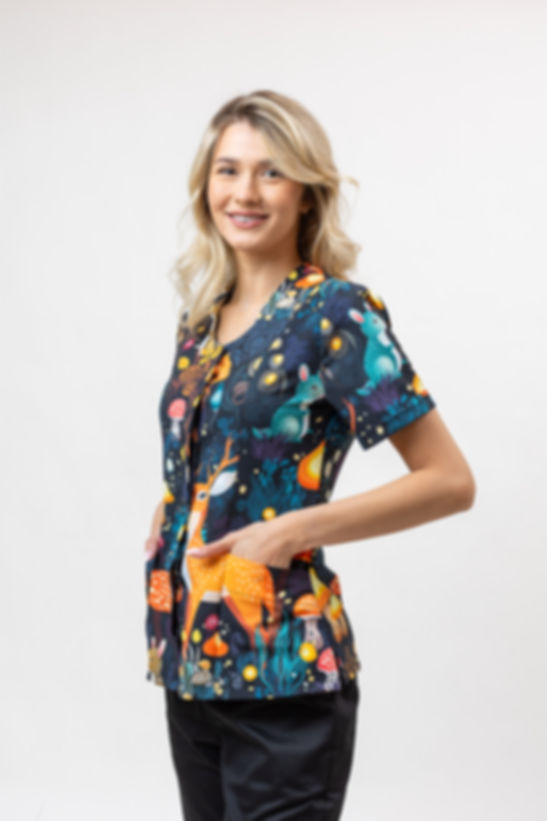 Tunica cu nasturi imprimata Woodland E03